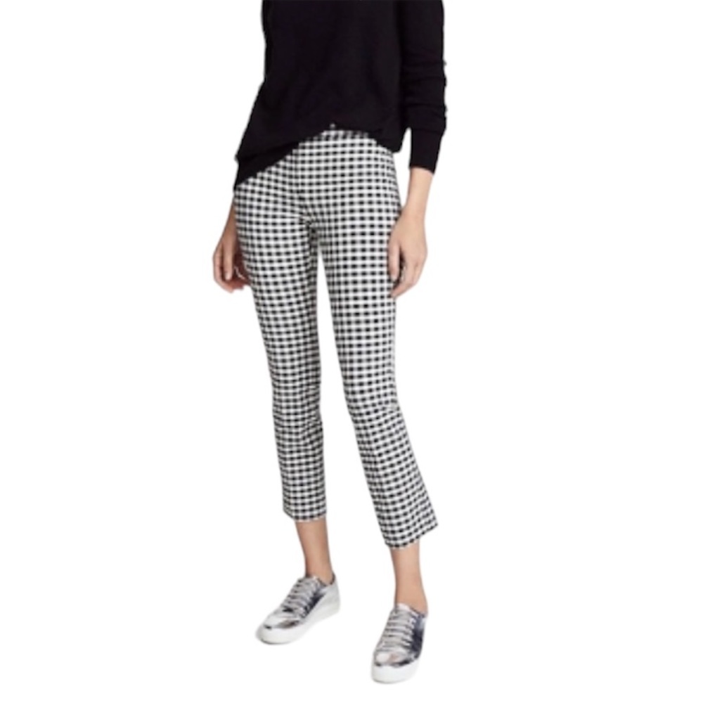 Theory Black and White Gingham Skinny Stretch Crop Pants Size 2